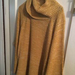 YELLOW WHITE COWL NECK SWEATER NEW XXL and 3X